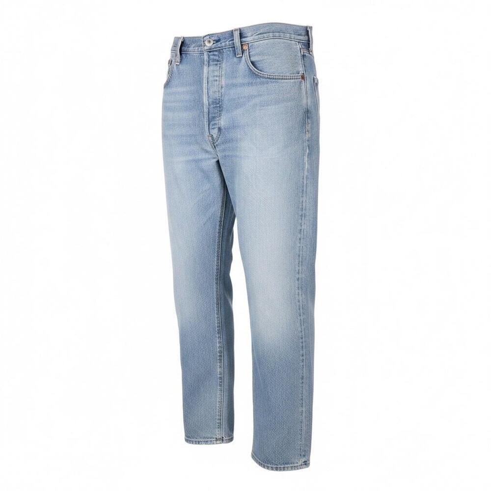 Levis 501 Jeans Mens 40x27 Light Wash Blue Denim Regular Fit Straight Button Fly